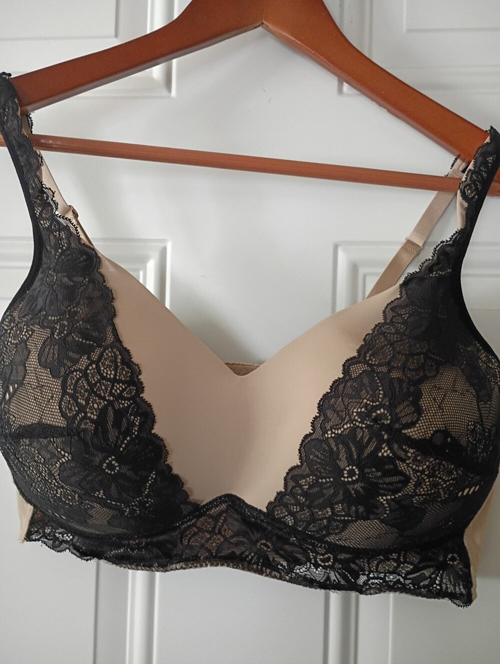 Nude & Black Lace Seamless T-Shirt Bra - Women Intimates.Rhonda Shear.